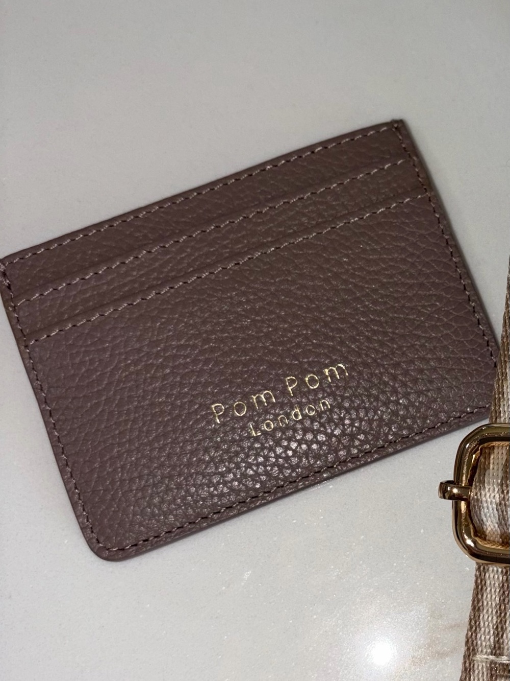 Pom Pom London mocha taupe coin case NEW